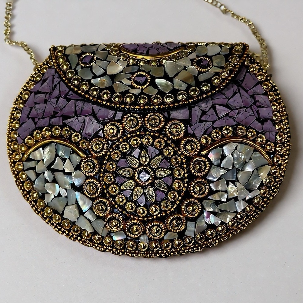 Ramla Beverly Hills Purple Mosaic Evening Bag NWT - Picture 2 of 8
